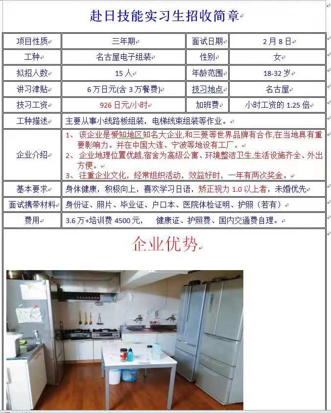 日本三年期女工電子、質(zhì)檢、加工類(lèi)訂單