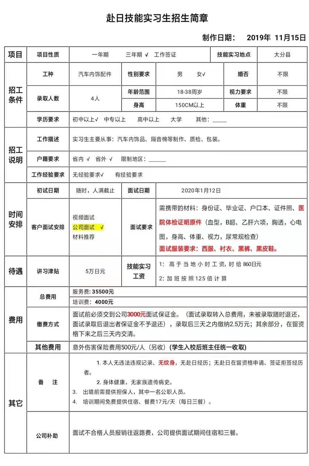 日本三年期女工電子、質(zhì)檢、加工類(lèi)訂單
